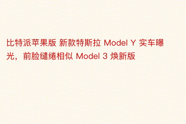 比特派苹果版 新款特斯拉 Model Y 实车曝光，前脸缱绻相似 Model 3 焕新版