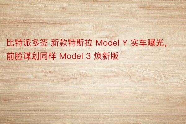 比特派多签 新款特斯拉 Model Y 实车曝光，前脸谋划同样 Model 3 焕新版
