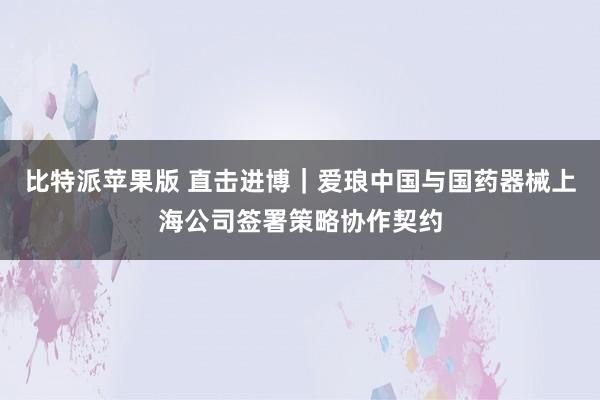 比特派苹果版 直击进博｜爱琅中国与国药器械上海公司签署策略协作契约