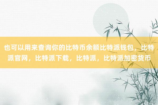 也可以用来查询你的比特币余额比特派钱包，比特派官网，比特派下载，比特派，比特派加密货币